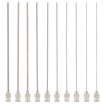 10Pcs 10 Style Iron Dispensing Needles, with Brass Joint, Platinum, 11.5~12x0.6x0.58cm, pin: 0.5~1.8mm, 1pc/style