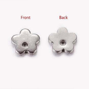 Original Color Flower Charms 201 Stainless Steel Pendants, 6x6x0.6mm, Hole: 1mm