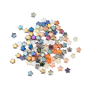 Transparent Glass Beads, AB Color, Star, Mixed Color, 8.5x8.5x3~4mm, Hole: 0.9~1mm