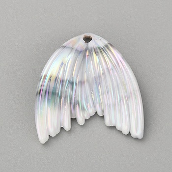 Grandient Color Opaque Resin Pendants, Fishtail Charm, White, 26.5x26x5mm, Hole: 2mm