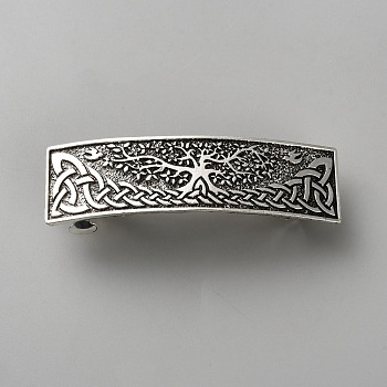 Alloy Clip Hair Barrettes, Hair Accessories for Women Girls, Tree of Life, Antique Silver, 24x83x19mm