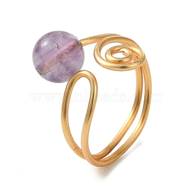 Natural Gemstone Cuff Open Rings(RJEW-JR01071)-3
