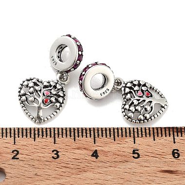 Thailand 925 Sterling Silver Micro Pave Clear Cubic Zirconia European Dangle Charms(STER-NH0001-09AS)-3