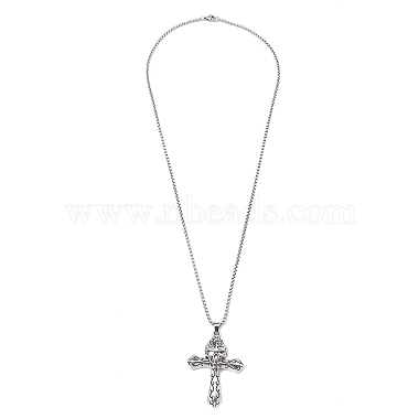 Halsketten mit Kreuzanhänger aus Zinklegierung(NJEW-M211-06D-ASP)-5