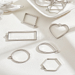 12Pcs 6 Styles Alloy Open Back Bezel Pendants, For DIY UV Resin, Epoxy Resin, Pressed Flower Jewelry, Mixed Shapes, Platinum, 29~49x20~30.2x1.32~3.7mm, Hole: 2~3mm, 2pcs/style(FIND-LP0004-89)