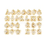 26Pcs Brass Micro Pave Clear Cubic Zirconia Charms, Long-Lasting Plated, Rack Plating, Letter A~Z Charms, Real 18K Gold Plated, 9.5~10.5x7~9.5x3.5mm, Hole: 1~1.2mm(KK-Z151-18G)