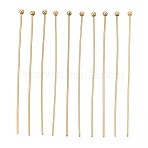 304 Stainless Steel Head Pins, Ion Plating(IP), Real 18K Gold Plated, 50mm, Head: 2mm, 100pcs/set(STAS-T065-50mm-20G)
