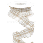 10 Yards Linen Ribbon for Sewing Decoration, Lattice, Tan, 1-5/8 inch(40mm)(OCOR-WH20007-03C)