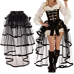 Polyester Lace Skirt, for Party, Ballet, Garment Decoration, Black, 1830mm(AJEW-WH20054-384A)