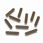 Tibetan Style Alloy Beads Spacers, Rectangle, Lead Free and Nickel Free, 7-Hole, Antique Bronze, 23x5x2mm, Hole: 1mm(X-TIBEB-S034-AB-FF)