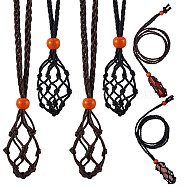 6Pcs 2 Colors Adjustable Braided Waxed Cord Macrame Pouch Necklace Making, Interchangeable Stone, with Wood Beads, Mixed Color, 88cm, 3pcs/color(NJEW-SZ0001-50)