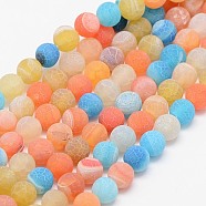 Natural Weathered Agate Beads Strands, Dyed, Frosted, Round, Mixed Color, 10mm, Hole: 1mm, about 38pcs/strand, 15.35 inch(X-G-G589-10mm-11)