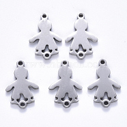 201 Stainless Steel Links Connectors, Laser Cut, Boy, Stainless Steel Color, 20.5x14x1.5mm, Hole: 1.6mm(STAS-S114-32)