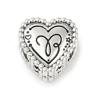 925 Sterling Silver European Beads, Heart, Aries, 9.5x9.5~10x7mm, Hole: 4.5mm(STER-R005-02AS-01)