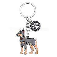 WEWAYSMILE Dog Keychain Car Keychain Pet Pendant Key-Ring Lovely Dog Key-ring Portable Metal Keychain Gift for Pet Lover Birthday Puppy Theme Party Supplies (Doberman), Platinum, 9.6x4cm(JX805A)