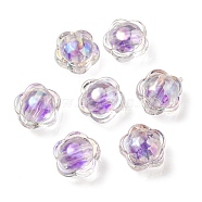 UV Plating Rainbow Iridescent Acrylic Beads, Two Tone Bead in Bead, Flower, Dark Orchid, 12x12.5x8.5mm, Hole: 2.5mm(OACR-A014-03B)