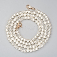 ABS Plastic Imitation Pearl Bag Strap Chains, with Alloy Clasps, for Bag Straps Replacement Accessories, Antique White, 125cm, Beads: 10mm(X-FIND-WH0052-67C)
