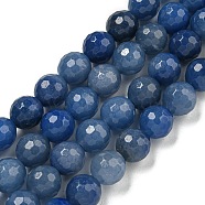 Natural Blue Aventurine Beads Strands, (128 Facets)Faceted, Round, Round, 8mm, Hole: 1mm, about 45pcs/strand, 14.57 inch(37cm)(G-E571-A10-02)