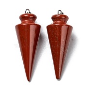 Natural Rhodochrosite Pendants, with Platinum Brass Findings, Cone, 40~44x15~16mm, Hole: 3x7mm(G-K311-47E)