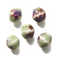 Handmade Porcelain Beads, Rhombus, Dark Sea Green, 11.5x10mm, Hole: 2mm(PORC-H013-01-09)