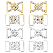 8Pcs 4 Style Brass & Zinc Alloy Rhinestone Slider Buckles, Adjustable Buckle Fasteners, For Webbing, Strapping Bags, Garment Accessorie, Mixed Color, 2.5x1.5x0.55cm, Hole: 13x4.5mm, 2pcs/style(DIY-GO0001-36)