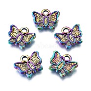 Alloy Charms, Cadmium Free & Nickel Free & Lead Free, Butterfly, Rainbow Color, 11x13x2mm, Hole: 1.8mm(PALLOY-N163-042-NR)