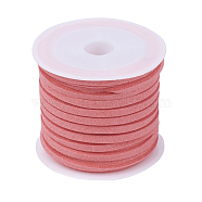 3x1.5mm Flat Faux Suede Cord, Faux Suede Lace, Salmon, about 5m/roll(X-LW-R003-20)