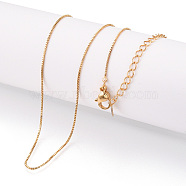 Brass Box Chains Necklaces, with Lobster Claw Clasps, Real 18K Gold Plated, 17.72x0.03 inch(450x0.8mm)(NJEW-N054-07G)