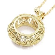 Brass Pendants Necklace, Hollow Theme, Ring, 17.76 inch(451mm)(NJEW-B101-02G-04)