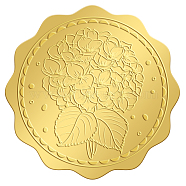 Self Adhesive Gold Foil Embossed Stickers, Medal Decoration Sticker, Flower Pattern, 5x5cm(DIY-WH0211-207)