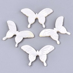 Natural White Shell Beads, Mother of Pearl Shell Beads, Butterfly, Creamy White, 19x29x2.5mm, Hole: 0.8mm(SSHEL-N032-10)