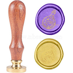 Wax Seal Stamp Set, Sealing Wax Stamp Solid Brass Head,  Wood Handle Retro Brass Stamp Kit Removable, for Envelopes Invitations, Gift Card, Bottle Pattern, 83x22mm(AJEW-WH0208-143)
