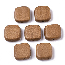 Painted Natural Wood Beads, Square, Peru, 16x15x5.5mm, Hole: 1.5mm(WOOD-R265-10E)