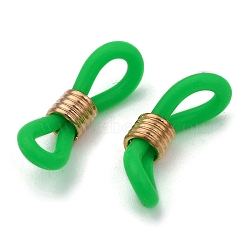 Eyeglass Holders, Glasses Rubber Loop Ends, with Brass Findings, Golden, Green, 20x7mm(X-KK-A147-06G)