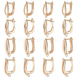 16Pcs 4 Styles Brass Hoop Earring Findings with Latch Back Closure, with Horizontal Loops, Real 18K Gold Plated, 15.5~18x4~5.5x10.5~13mm, Hole: 1.2mm, Pin: 1x0.7mm, 4Pcs/style(KK-BBC0008-19)