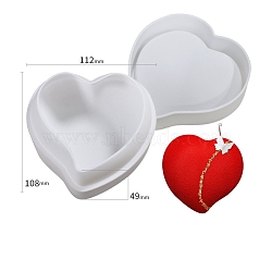 Heart DIY Food Grade Silicone Molds, For DIY Cake Chocolate Bakeware, White, 112x108x49mm, Inner Diameter: 102x98x47mm(PW-WG29534-03)