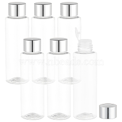 PET Refillable Lotion Bottles, with Plastic Plug, Silver, 3.75x12.5cm, Capacity: 100ml(3.38fl. oz)(MRMJ-WH0070-83B)