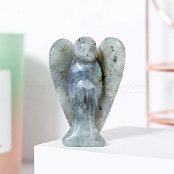 Natural Grey  Moonstone Angel Figurine Display Decorations, Reiki Energy Stone Ornaments, 50x35mm(G-PW0007-060T)