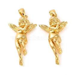 Rack Plating Brass Pendant, Long-Lasting Plated, Cupid, Real 18K Gold Plated, 28.5x15x6mm, Hole: 4x2mm(KK-H486-08G)