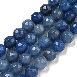 Dyed & Heated Natural Blue Aventurine Beads Strands, (128 Facets)Faceted, Round, Round, 8mm, Hole: 1mm, about 45pcs/strand, 14.57 inch(37cm)(G-E571-A10-02)