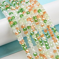 Glass Beads Strands, Faceted, Rondelle, Dark Sea Green, 4x3mm, Hole: 0.4mm, about 123~127pcs/strand, 15.75~16.5 inch(40~42cm)(EGLA-A034-M4mm-55)