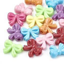 Opaque Acrylic Beads, Bowknot, Mixed Color, 15x20x8mm, Hole: 2mm, about 470~600pcs/500g(MACR-S296-15)