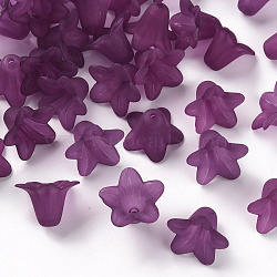 Transparent Acrylic Beads, Frosted, Flower, Indigo, 17.5x12mm, Hole: 1.5mm, about 770pcs/500g(PLF018-16)