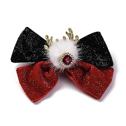 CLoth Bowknot Hair Barrettes, with Iron Bell, Bowknot, 60x100x40mm(PHAR-Q010-03A)