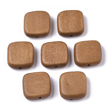 Painted Natural Wood Beads, Square, Peru, 16x15x5.5mm, Hole: 1.5mm