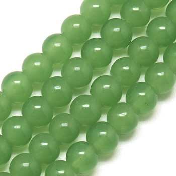 Imitation Jade Glass Beads Strands, Round, Medium Sea Green, 10mm, Hole: 1mm, about 33pcs/strand, 12 inch