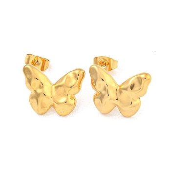 Butterfly 304 Stainless Steel Ear Studs, Stud Earrings for Women, Golden, 13x17mm