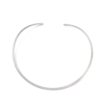304 Stainless Steel Floral Textured Wire Necklace Making, Rigid Necklaces, Minimalist Choker, Cuff Collar, Stainless Steel Color, 0.36cm, Inner Diameter: 5-1/2 inch(14cm)