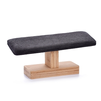 T-Bar Microfiber Cloth Display Stands, for Pendant & Necklace, with Bamboo Holder, Gray, 19.8x8.8x5.8cm