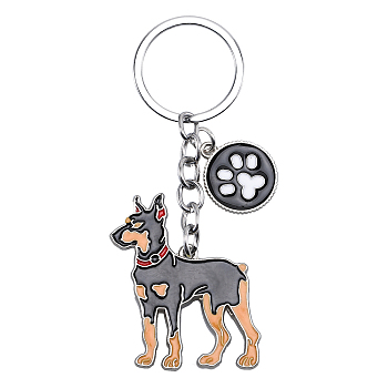 WEWAYSMILE Dog Keychain Car Keychain Pet Pendant Key-Ring Lovely Dog Key-ring Portable Metal Keychain Gift for Pet Lover Birthday Puppy Theme Party Supplies (Doberman), Platinum, 9.6x4cm